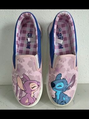 Disney Lilo and Stitch Angel Canvas Low Slip On Sneakers Shoes Women Size 6 Pink
